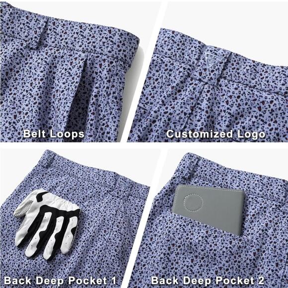 Men's Golf Shorts Print Quick Dry 10'' Inseam Blue Leopard.  Size 34 - Picture 7 of 10